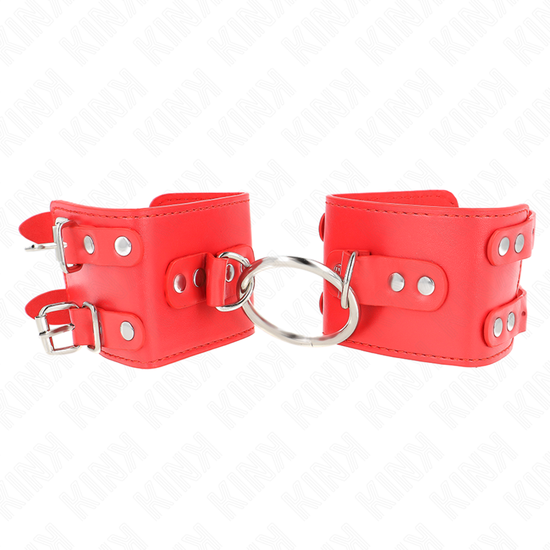 KINK – APPUI-POIGNETS FIXES AVEC ANNEAU ET CLOUS RÉGLABLES ROUGE 17-22 CM X 6,5 CM