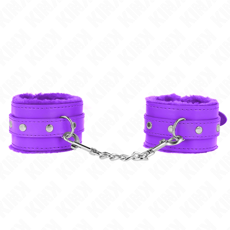 KINK – APPUI-POIGNETS DOUBLÉS DE FOURRURE PREMIUM VIOLET AVEC CEINTURE VIOLET AJUSTABLE 17-29 CM X 6 CM