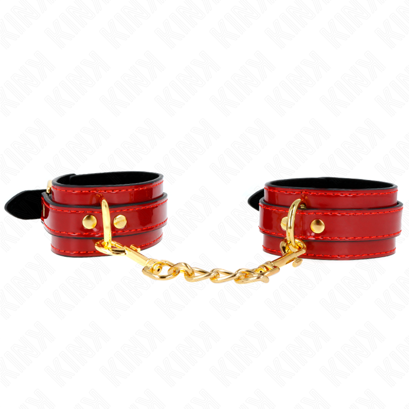 KINK – POIGNETS JOANNA ANGEL ROUGE AJUSTABLES AVEC CHAÎNE OR 16,5-26 CM X 4 CM