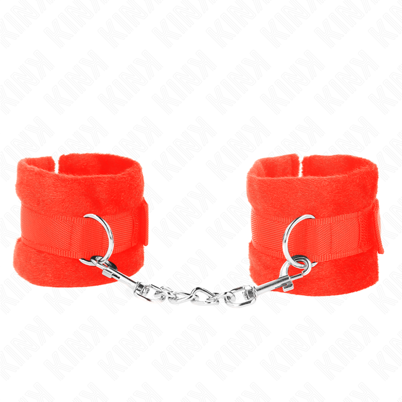 KINK – MANCHETTES DÉBUTANT EN FOURRURE ROUGE 30 X 7 CM