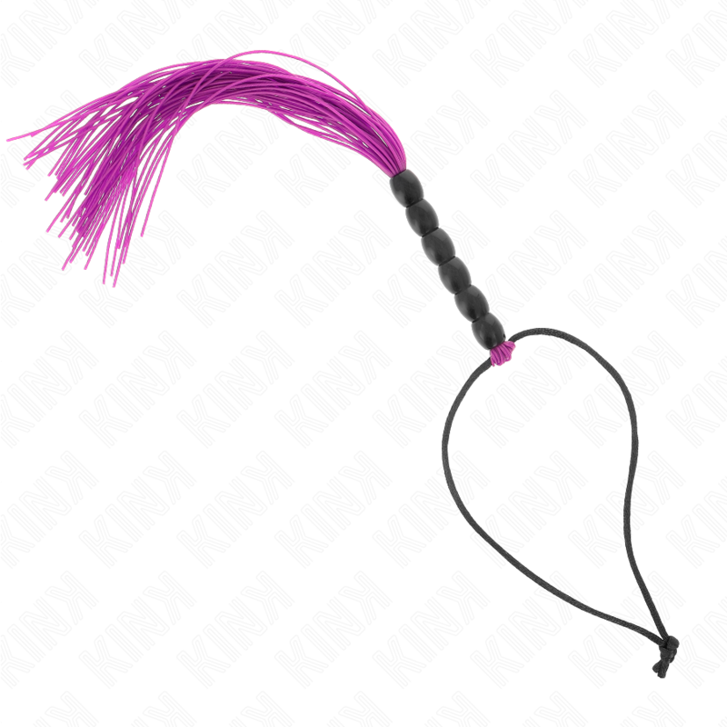 KINK – MINI FOUET EN SILICONE AVEC 6 BILLES VIOLES 26 CM