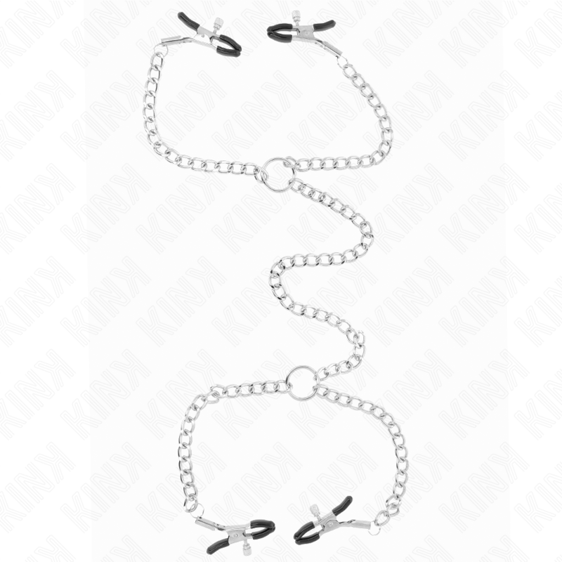 KINK – 4 PINCES À METON CHAÎNE 32 CM AVEC PETITES CHAÎNES 14 CM