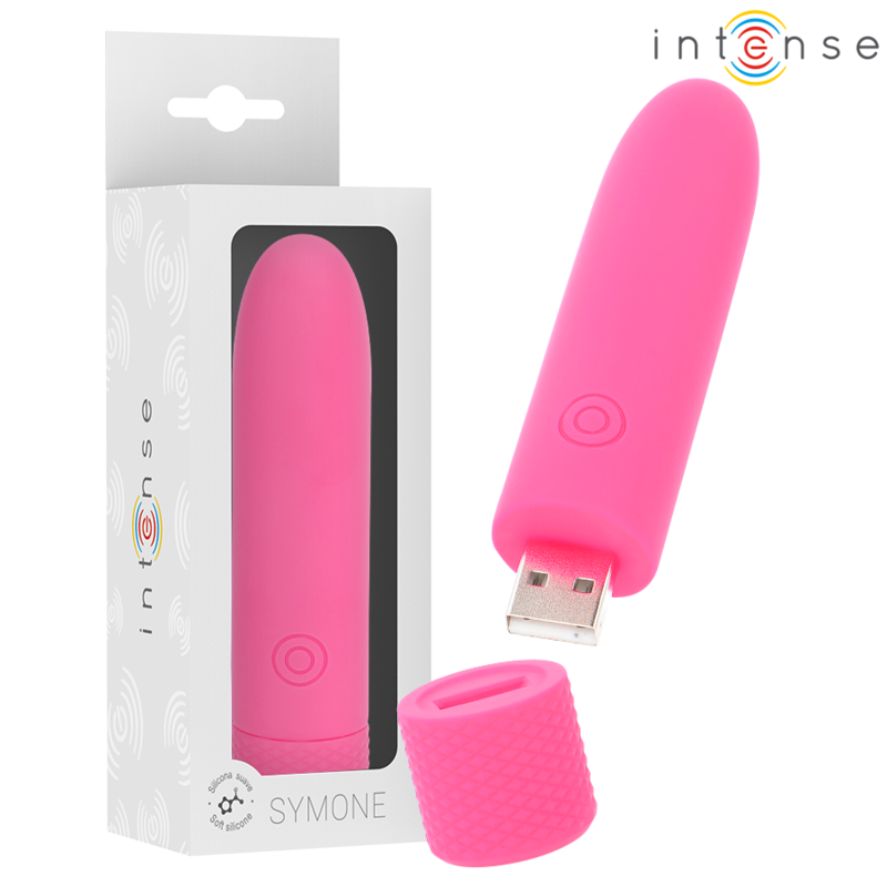 INTENSE – SYMONE BULLET VIBRANT RECHARGEABLE USB 8 VIBRATIONS ROSE 10 X 2,2 CM