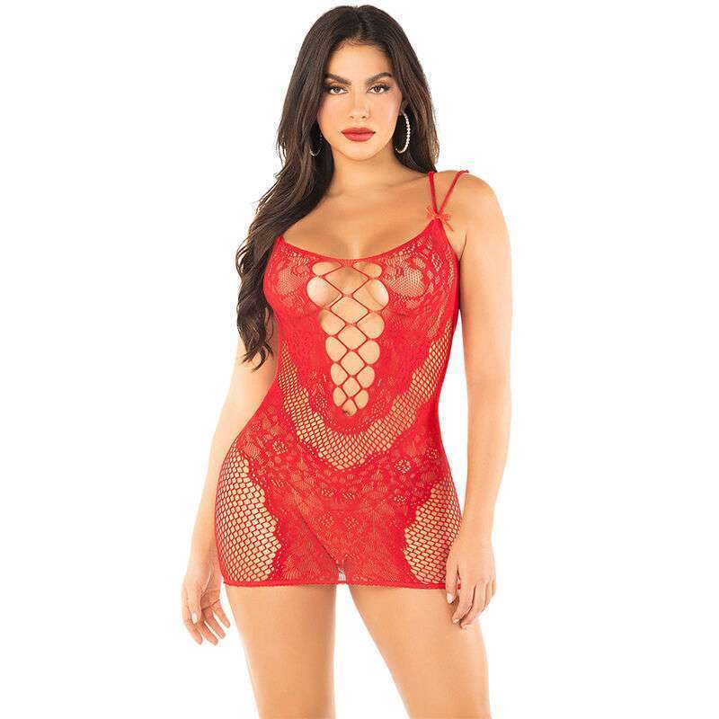 LEG AVENUE – MINI ROBE EN MAILLE À BRETELLES ROUGE