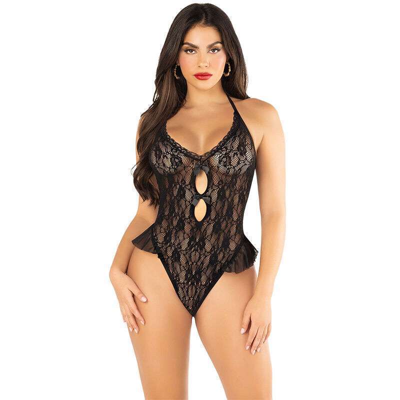 LEG AVENUE – BODY AVEC NOEUD ET VOLANTS NOIR TAILLE UNIQUE