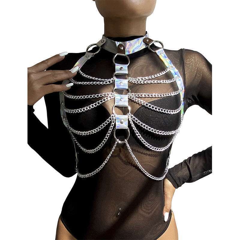 SUBBLIME – 953737 HARNAIS DE POITRINE AVEC ANNEAUX ET CHAÎNES ARGENT TAILLE UNIQUE