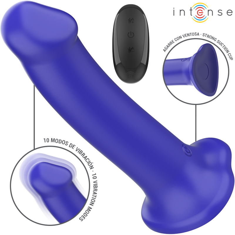 INTENSE – VICTORIA VIBRATEUR AVEC VENTOUSE 10 VIBRATIONS BLEU FONCÉ TÉLÉCOMMANDE