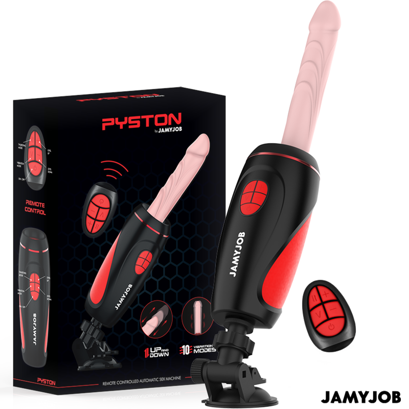 JAMYJOB – MASTURBATEUR AUTOMATIQUE PYSTON BASE AVEC DILDO À TÉLÉCOMMANDE