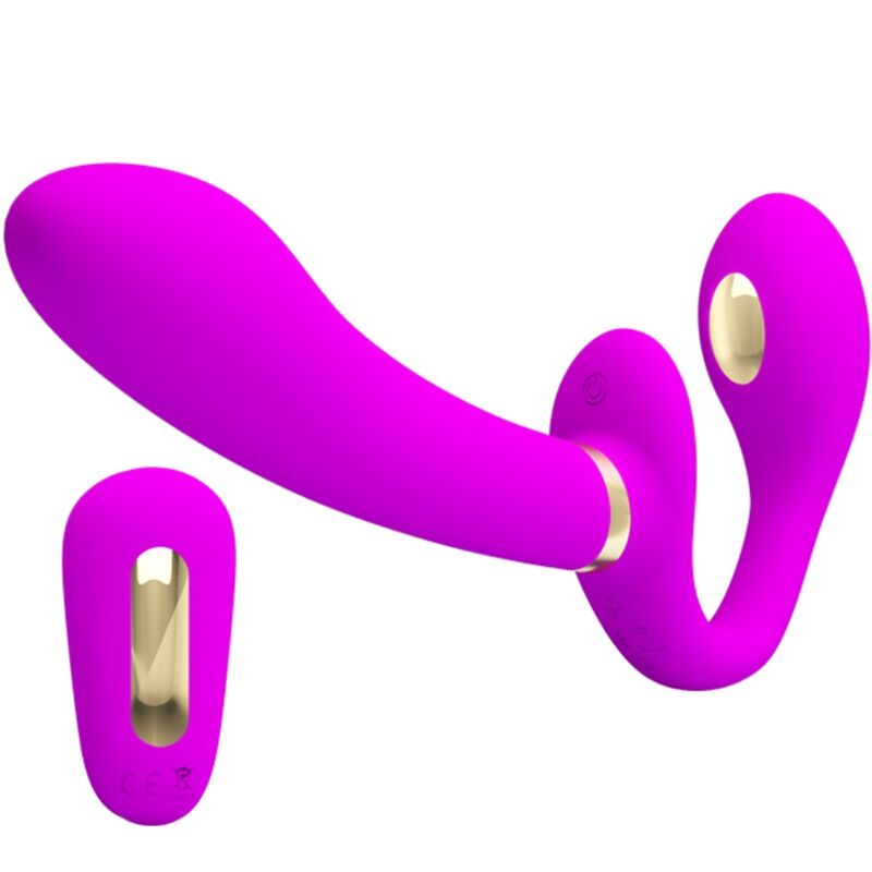 PRETTY LOVE – THUNDERBIRD DOUBLE VIBRATEUR STRAP-ON TÉLÉCOMMANDE VIOLET