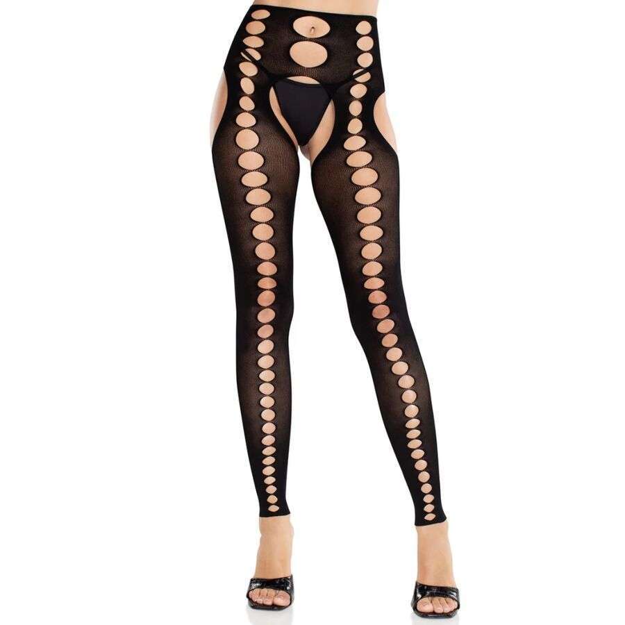 LEG AVENUE – BAS OPAQUES SANS COUTURE ET SANS BRETELLES NOIRS