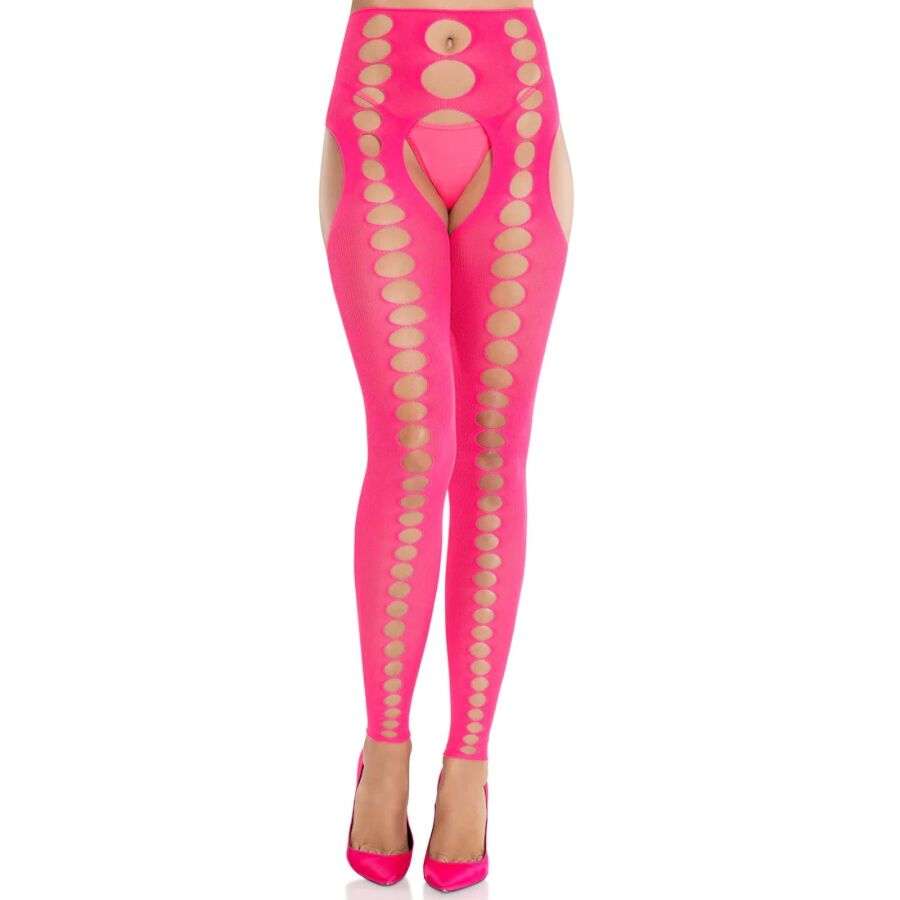 LEG AVENUE – BAS OPAQUES SANS BRETELLES ET SANS COUTURE ROSE FLUO