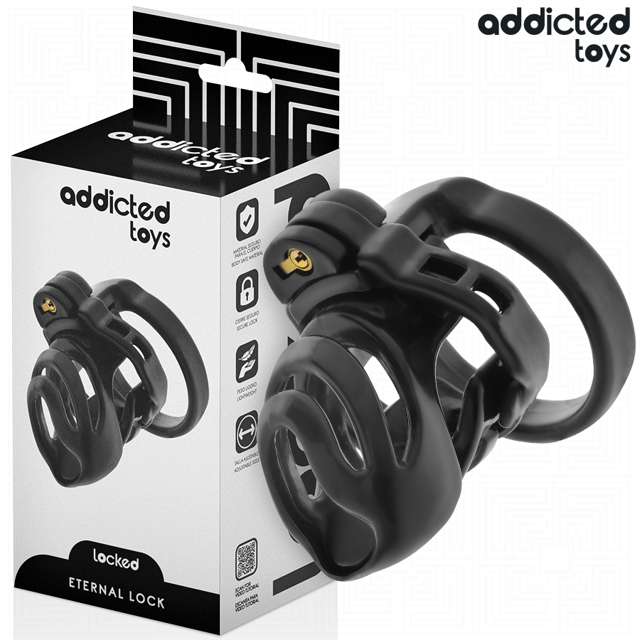 ADDICTED TOYS LOCKED – CAGE À PÉNIS À VERROUILLAGE ÉTERNEL 9 CM