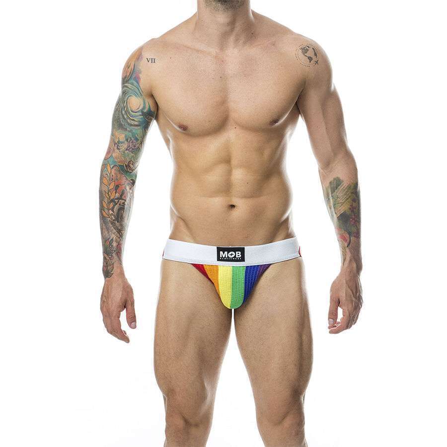 MOB – JOCK CLASSIQUE À RAYURES ARC-EN-CIEL TAILLE L