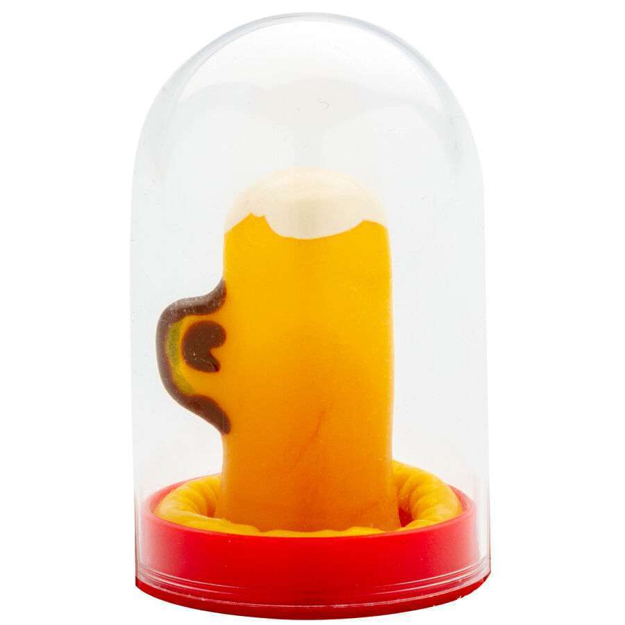 CONDOMERIE – PRÉSERVATIFS FANTAISIE PEINTS À LA MAIN VERRE DE BIÈRE