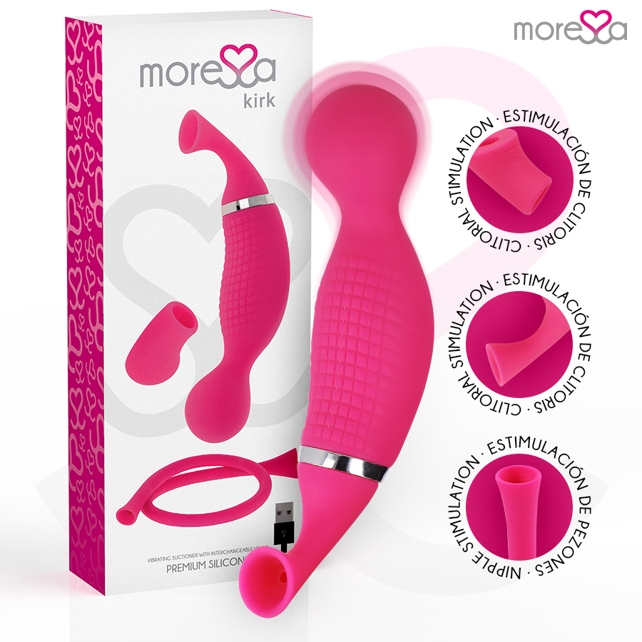 MORESSA – KIRK DUO ONDES STIMULANTES + MASSEUR MULTIFONCTION RECHARGEABLE EN SILICONE PREMIUM