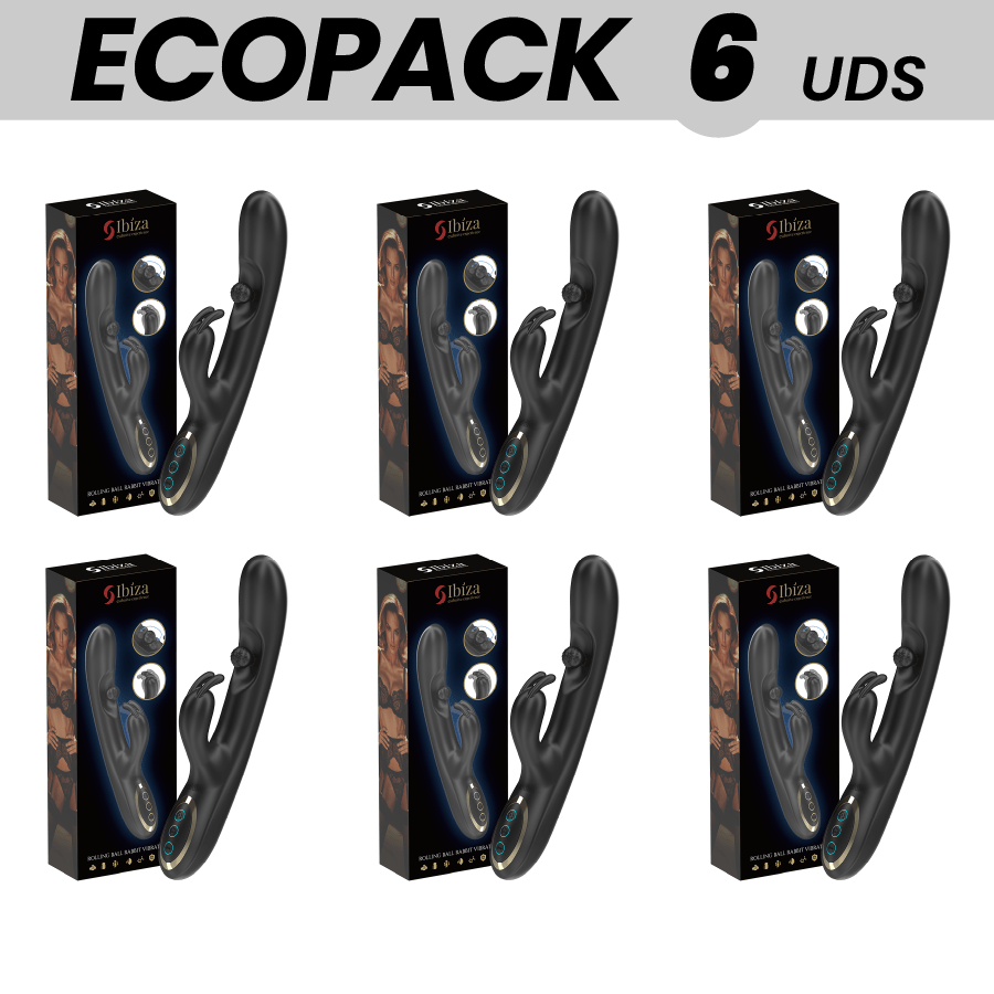 ECOPACKS 6 UNITÉS – VIBRATEUR LAPIN PUISSANT IBIZA AVEC PERLE ROULANTE MASSANTE