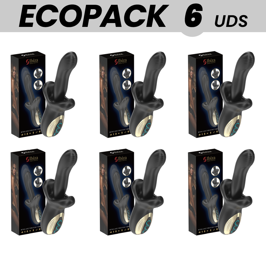 ECOPACKS 6 UNITÉS – IBIZA VIBRATEUR PUISSANT AVEC EFFET DE POUSSÉE ET DE MORSURE