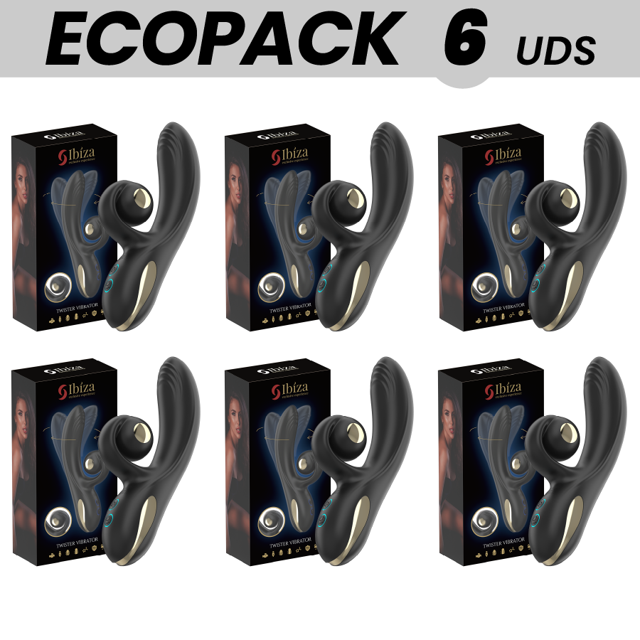 ECOPACKS 6 UNITÉS – VIBRATEUR IBIZA TWISTER AVEC STIMULATEUR DE COURBES ET VIBRO-ROTATION