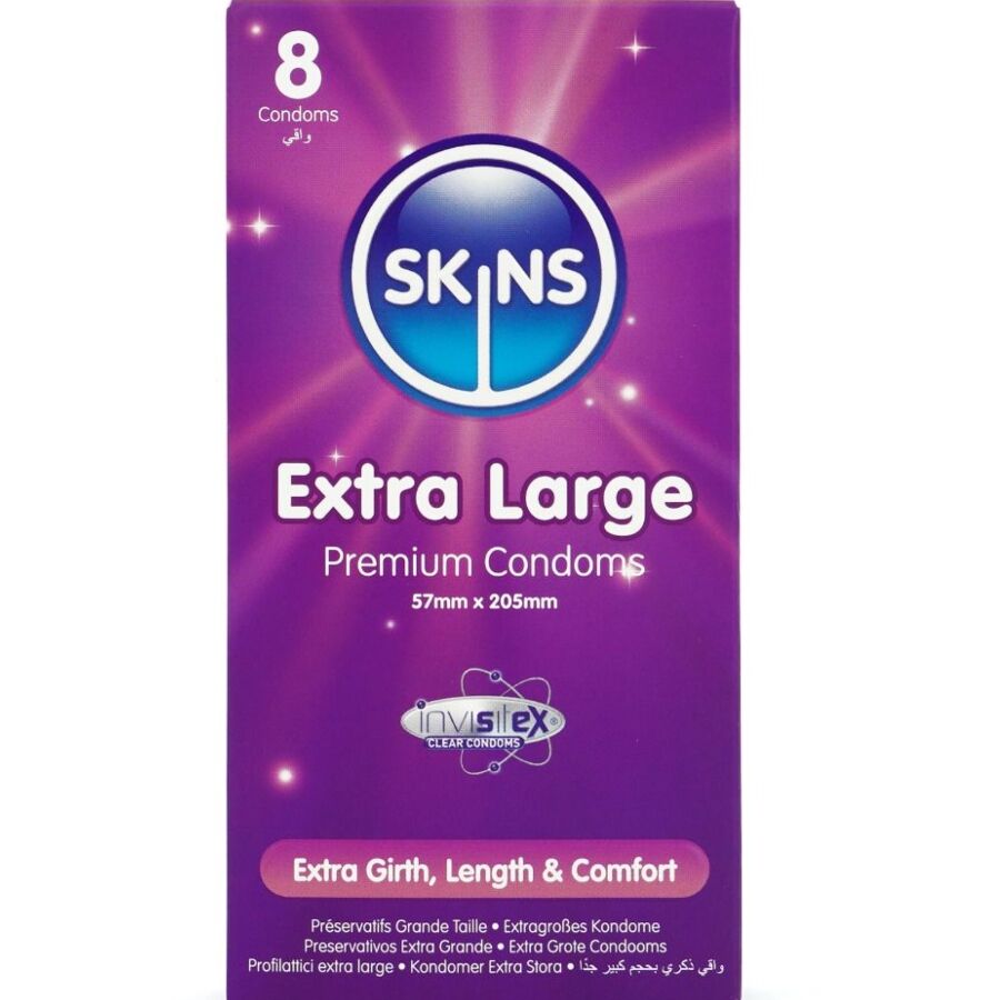 SKINS – PACK DE 8 PRÉSERVATIFS EXTRA LARGES PREMIUM