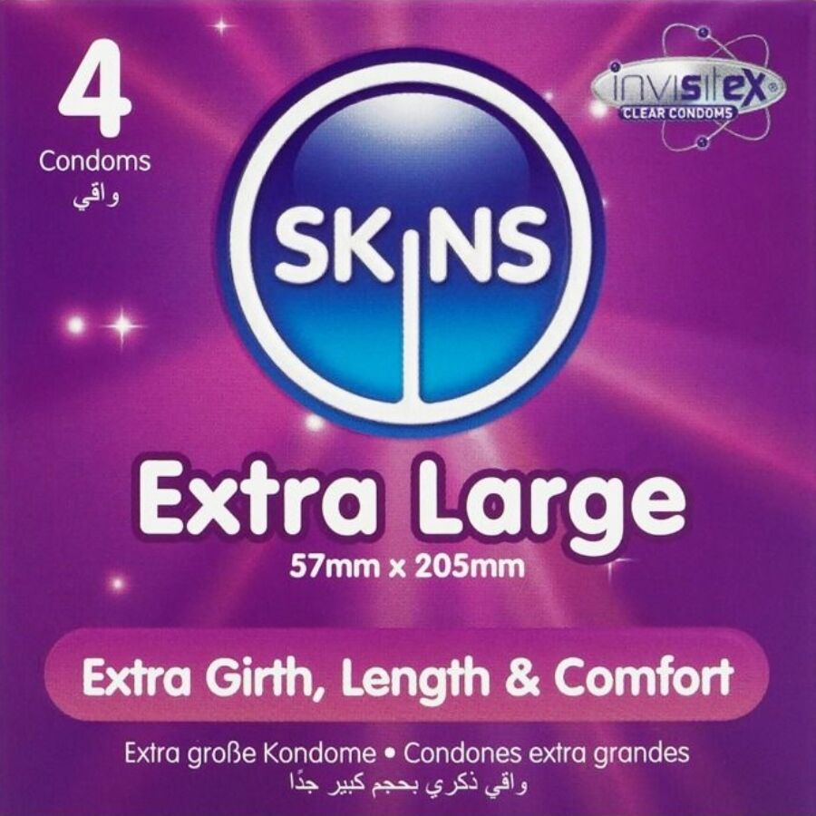 SKINS – PACK DE 4 PRÉSERVATIFS EXTRA LARGES PREMIUM