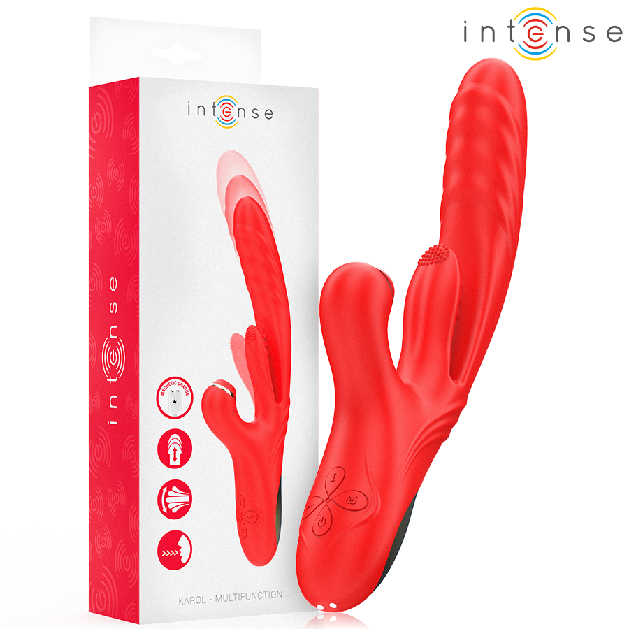 INTENSE – KAROL VIBRATEUR MULTIFONCTION POUSSÉE  STIMULATION  ONDES STIMULANTES ROUGE