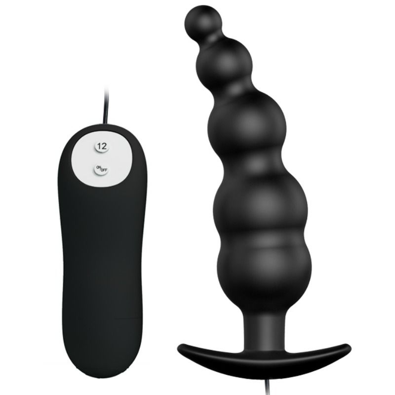 PRETTY LOVE – PLUG ANAL SILICONE EXTRA STIMULATION ET 12 MODES DE VIBRATION NOIR