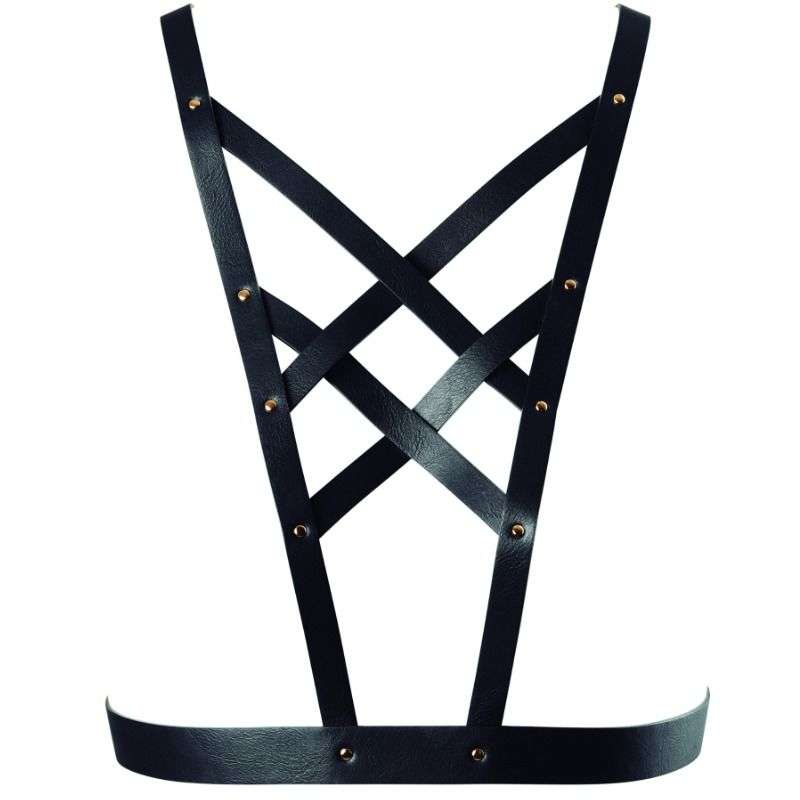 BIJOUX – INDISCRETS MAZE HARNAIS CROISÉ AVEC COLLIER NOIR