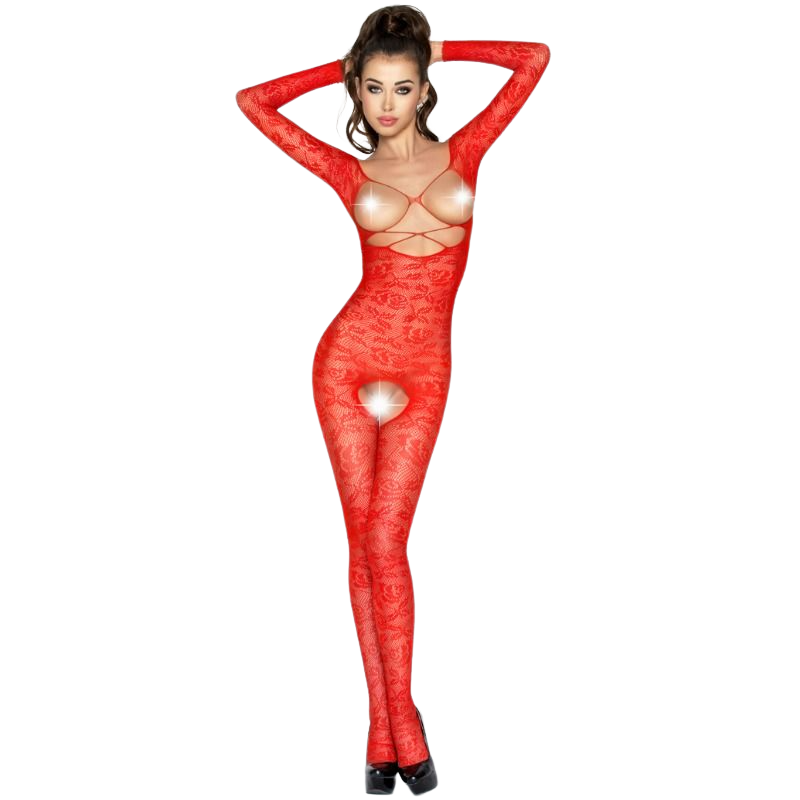 PASSION – FEMME BS031 BODYSTOCKING ROUGE TAILLE UNIQUE