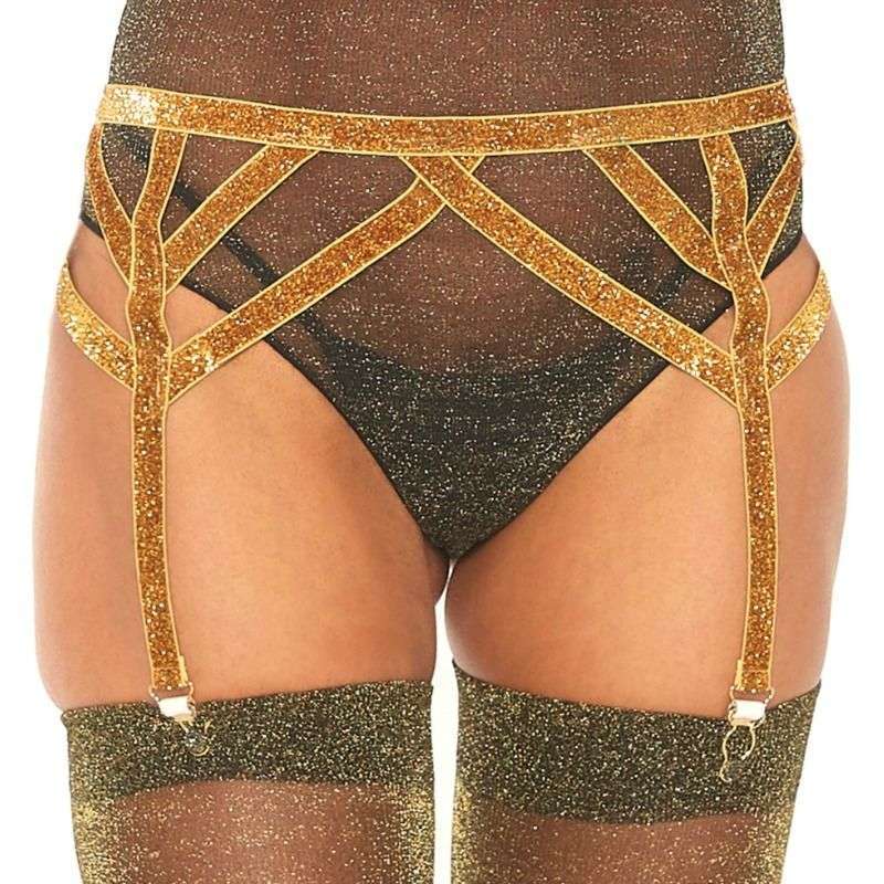 LEG AVENUE – PORTE-JARRETELLES ÉLASTIQUE LUREX TAILLE UNIQUE