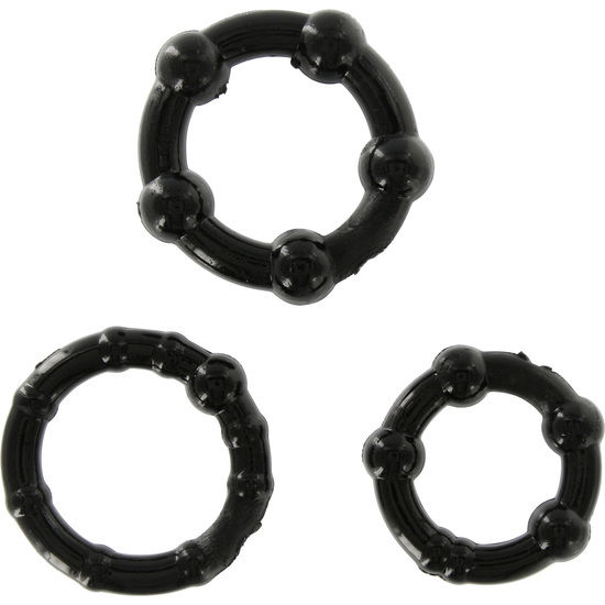 SEVEN CREATIONS – ENSEMBLE DE TROIS ANNEAUX PÉNIS NOIR