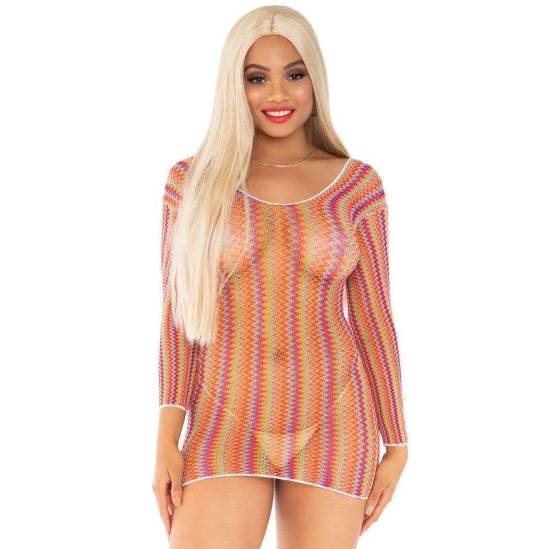 LEG AVENUE – ZIGZAG MINI ROBE MULTICOLORE TAILLE UNIQUE