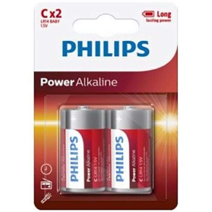 PHILIPS – PLAQUETTE PHILIPS POWER ALCALINE PILA C LR14 * 2