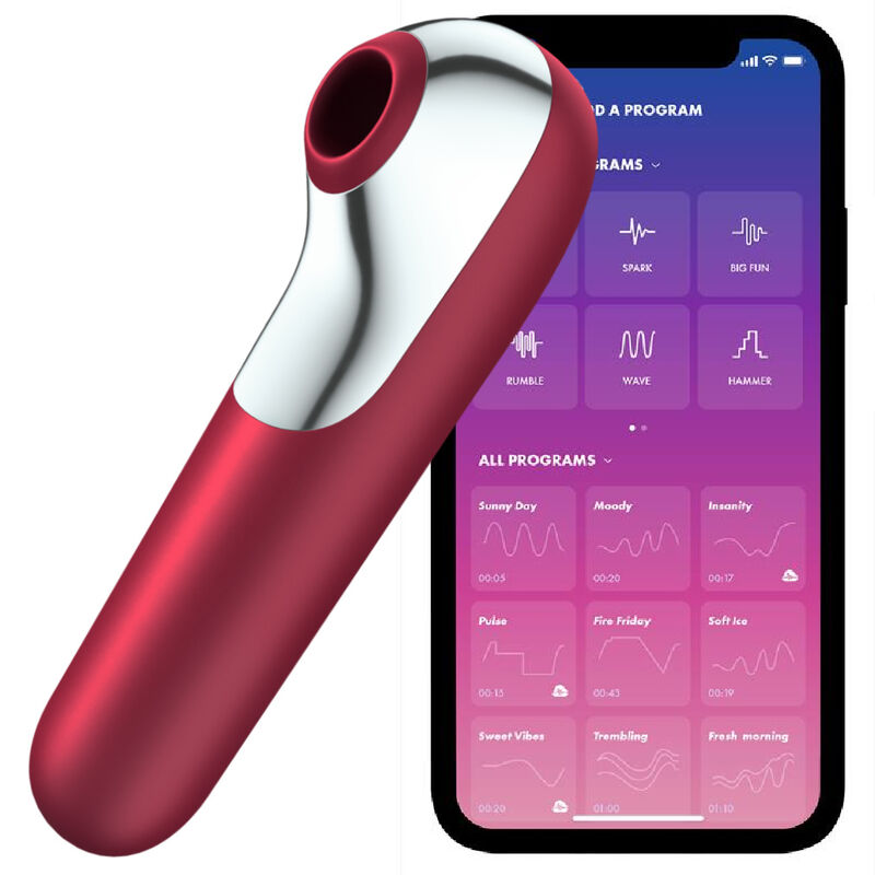 SATISFYER – VIBRATEUR ET ASPIRATION DUAL LOVE AVEC AIR PULSÉ ROUGE