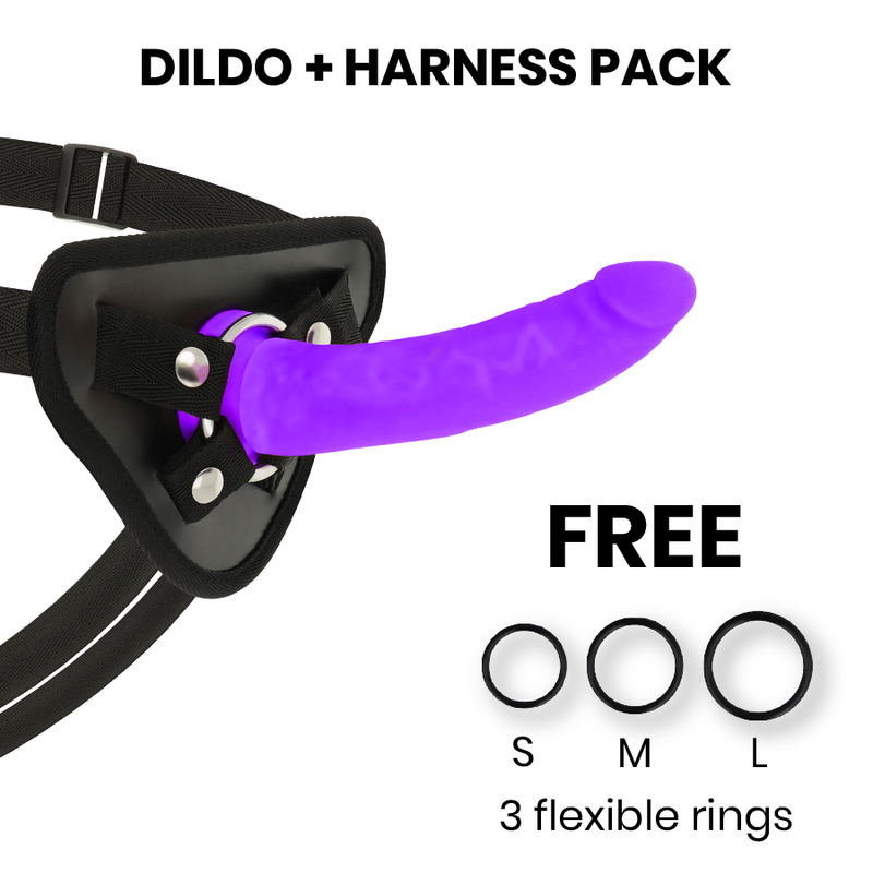 DELTA CLUB – TOYS HARNAIS + DONG SILICONE VIOLET 17 CM -O- 3 CM